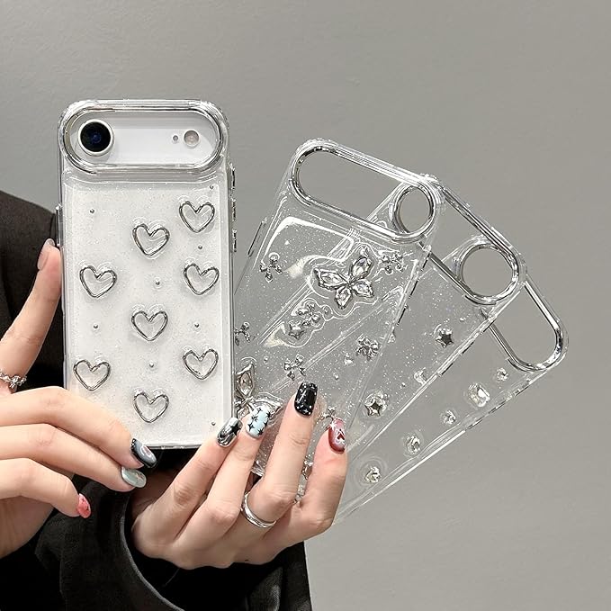 EYZUTAK Case for iPhone Air, Bling Glitter 3D Diamond Phone Case Cute Sparkly Crystal Clear Aesthetic Design Cover Slim Soft Durable TPU Transparent Protective Cover for Women Girls - Crystal