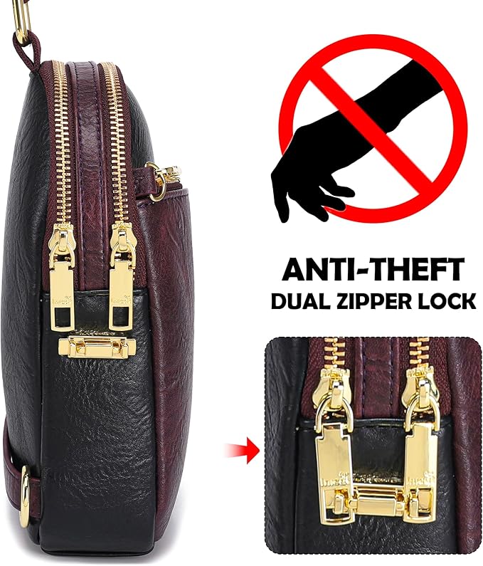 INICAT RFID Blocking Sling Bag Leather Crossbody Bags for Women Fanny Pack Cross Body for Woman Chest Bag for Travel 1.9L