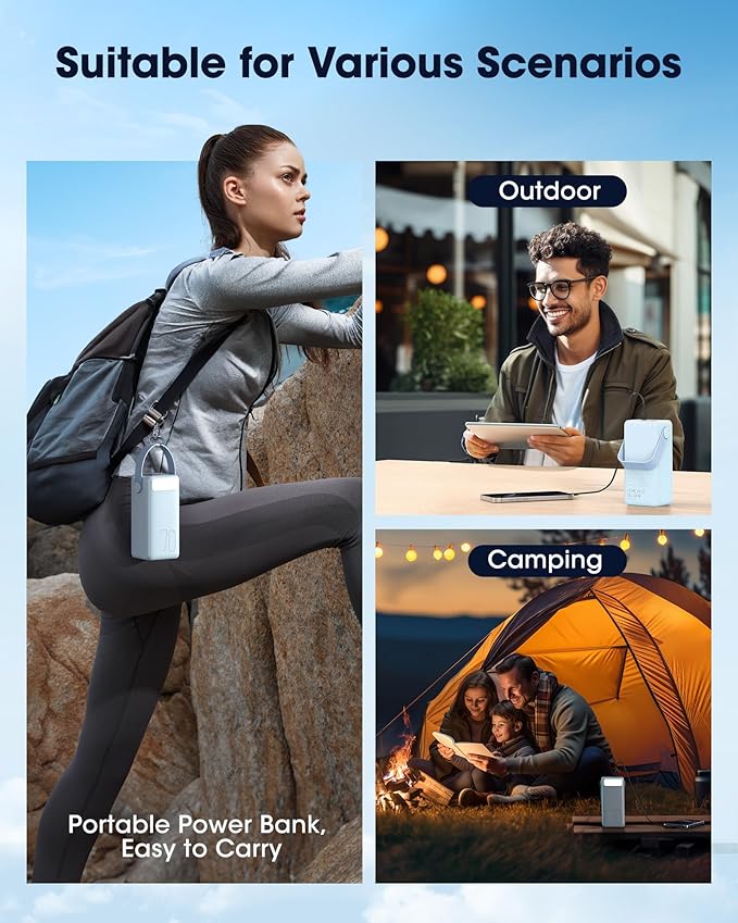 Portable Charger Power Bank 70000mAh, 22.5W Fast Charging USB C Battery Pack, 3 Outputs, LED Display & LED Light, External Huge Capacity Battery Bank for iPhone 16/15/14, Samsung, iPad, etc