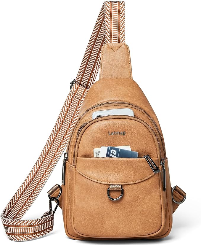 7L Sling Bag for Women Men Crossbody Belt Bag Small Travel Sling Backpack Anti Theft Chest Daypack Purse Faux Leather