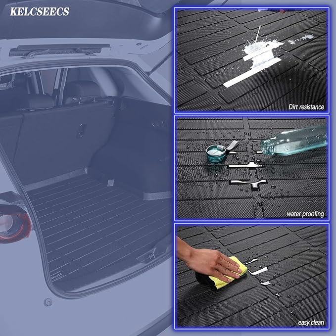 KELCSEECS All Weather Floor Mats & Cargo Liner Set for 2015 2014 2013 2012 Civic & Civic Si Only Sedan (Not Coupe) Car Mats Cargo Mat Floor Liners Trunk Mat Civic Trunk Liner