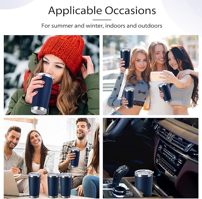 Sieral 36 Packs Stainless Steel Tumbler Bulk with Lid Vacuum Double Wall Insulated Travel Coffee Mug Powder Coated Tumbler Cup for Graduation Wedding Christmas Birthday Party(Navy Blue, 16 oz)