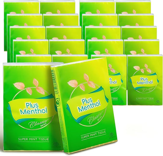 Menthol Lotion Pocket Tissues, Travel Size 4-Ply Thick & Soft, 20 Pack (200 Tissues Total)