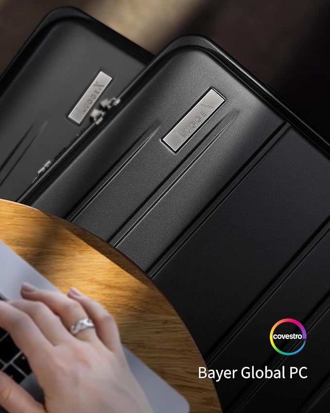 LUGGEX 28 Inch Luggage with Spinner Wheels, Expandable PC Hard Shell Checked Suitcase with Front Opening, Lightweight (Charcoal Metallic, 28 Inch)