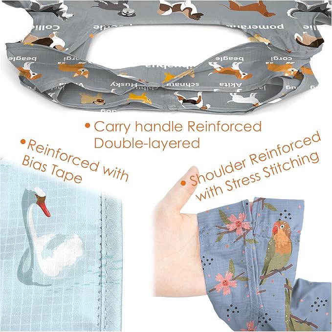 BeeGreen Reusable Grocery Bags 6 Pack, Heavy Duty Totes for Women, Foldable Grocery Bag Large Shopping Totes with Handles for Work, Travel, Gift, Store, Polyester Washable Reusable Tote Bag