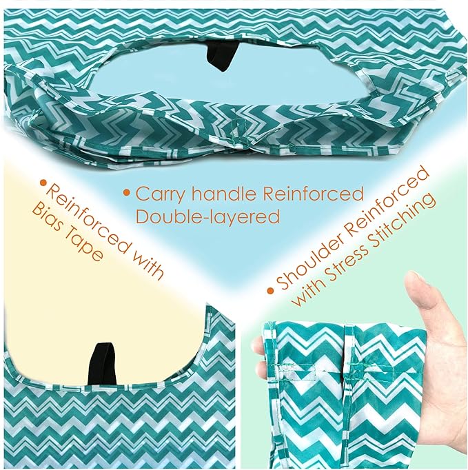 BeeGreen Reusable Grocery Bags Lightweight Durable Shopping Bags Washable Foldable 12 Pack Xlarge Classic Geometric Design Gift Tote Grocery Bags with Elastic Band and Separated Zipper Storage Pouch