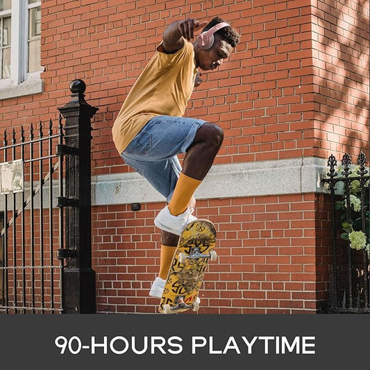 DOQAUS Bluetooth Headphones Over Ear, 90H Playtime Wireless, 3 EQ Modes, HiFi Audio & Deep Bass, ENC Noise Isolating Mic, Soft Earpads for Phone/PC