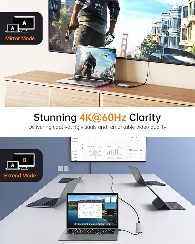 USB C Hub, 9 in 1 USB C Multiport Adapter with 4K@60Hz HDMI, 5 USB Ports, 100W PD, SD/TF USB C Adapter, USB C to HDMI Adapter, USB C Dock for MacBook Pro/Air, HP, DELL, Lenovo, ASUS Laptops NOVOO