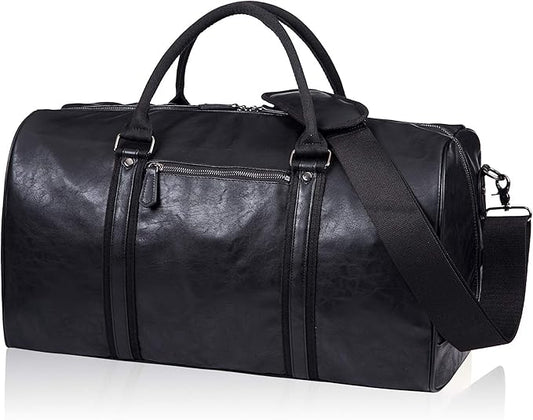 seyfocnia Oversized Duffle Travel Bag Waterproof Leather Weekend Bag Large Carry On Large Carry On Hangbag for Mens or Women