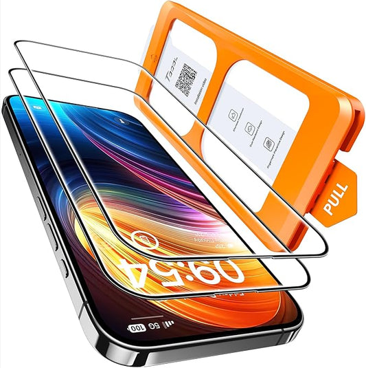 TOCOL for iPhone 16 Screen Protector, Full Coverage 9H Hardness Easy Installation Military Grade Shatterproof HD Tempered Glass Case Friendly 2 Pack