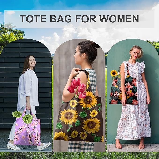 BeeGreen Reusable Grocery Bags Foldable Reusable Gift Bags Shopping Bag With Handles Polyester Grocery Tote Bulk Travel Tote Bag For Women Cloth Shopping Basket Washable Holiday Travel