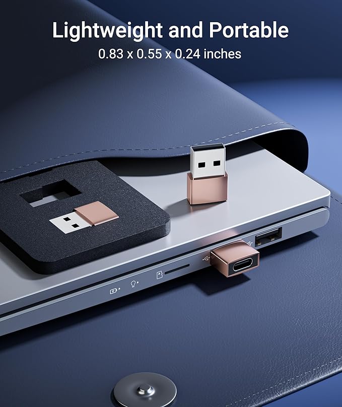 Syntech USB C Female to USB A Male Adapter 3 Pack, Type C Charger Cable Power Adapter Compatible with iPad Air 7, iPhone 17/16/15/14 Pro Max, Apple Watch Series 10/9, Samsung Galaxy S20 etc, Rose Gold