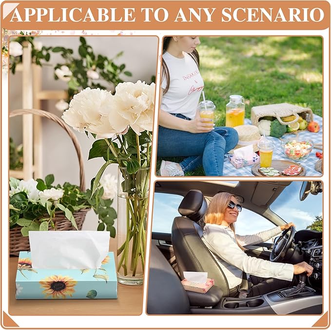 24 Packs Small Boxes of Tissues Flower Car Facial Tissue Boxes Disposable Tissue Packs Cube Facial Tissues 2 Ply 960 Sheets for Holiday Party Bathroom Office Floral Home Decor(Flower)