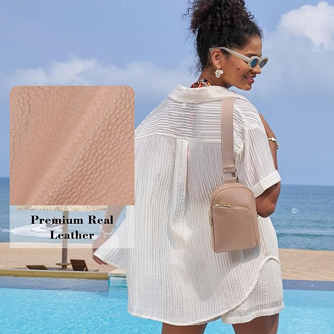 INICAT RFID Blocking Sling Bag Leather Crossbody Bags for Women Fanny Pack Cross Body for Woman Chest Bag for Travel 1.9L