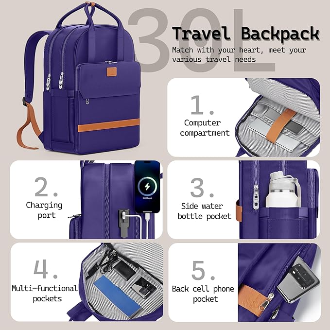 Melalenia Suitcase Sets 6 Piece Hard Shell Carry on Luggage with Spinner Wheels and TSA Lock, Lightweight Travel Backpack for Women, Men, Navy Brown