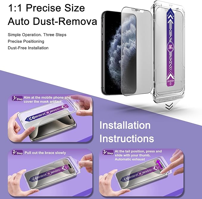 CHISHA 2-Pack Matte Screen Protector for iPhone 11 Pro Max and iPhone Xs Max 6.5-Inch, Auto Dust Removal, No Bubbles, High Definition Clear, Easy Installation