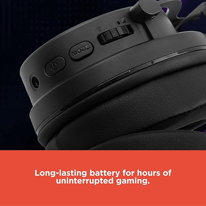 RadioShack Gaming Wireless Headphones – 50mm Drivers, Dual Mode Bluetooth 5.3 + 2.4GHz, 500mAh Battery, 20Hz–20kHz Frequency, Sleek Black Design