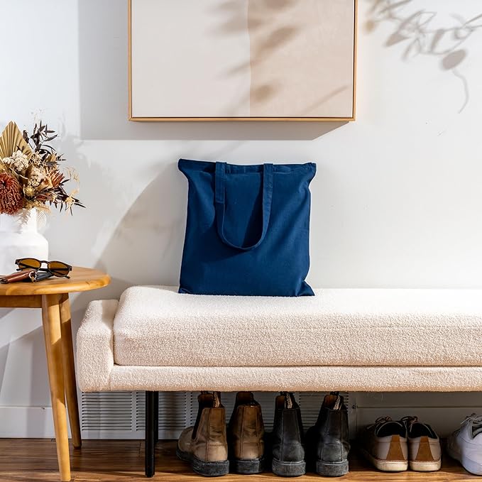 Carrywell |Not Made In China| 6 Pack Cotton Tote Bags, Lightweight Reusable Grocery Shopping Bag, Blank Bulk Cloth Totes with Handles, Great For Custom Screen Print and Gifts (15"x16")