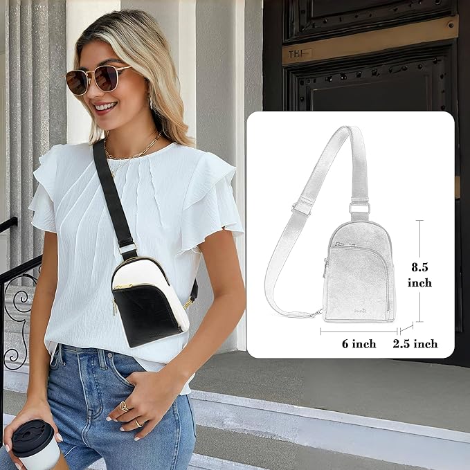 INICAT RFID Blocking Sling Bag Leather Crossbody Bags for Women Fanny Pack Cross Body for Woman Chest Bag for Travel 1.9L