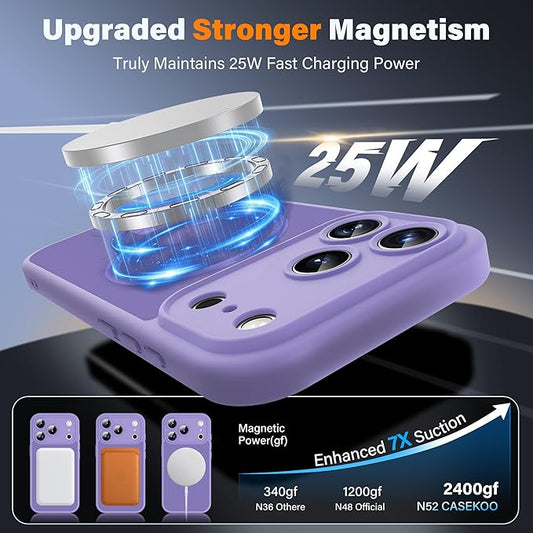 Case for iPhone 16 Pro 6.3'' Compatible with Magnetic Mag-Safe Charging [Camera Control Button] [Camera Protection] Matte Translucent Military Grade Shockproof Phone Case, Light Purple