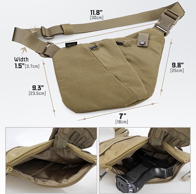 WYNEX Tactical Crossbody Sling Bag,Concealed Carry Bag for Men Women,Anti Theft Crossbody Bags, CCW Bags EDC Carry