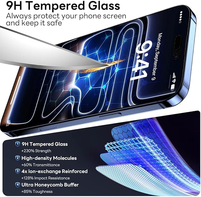 Thomo Privacy Screen Protector for iPhone 17 Pro 2 Pack, [25° Anti Spy] [Top 9H Tempered Glass] [15FT Military Grade Shatterproof] Full Edge Coverage, Bubble Free, Easy Install Case Friendly