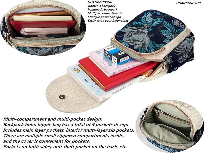 HUANGGUOSHU Bohemian Hand Knit Mini Backpack for Women - Original Creation with Three-Dimensional Decoration, Multi-Pocket Design, Ideal Gift for Mother's Day, Birthdays, and Teen Celebration-Rabbit