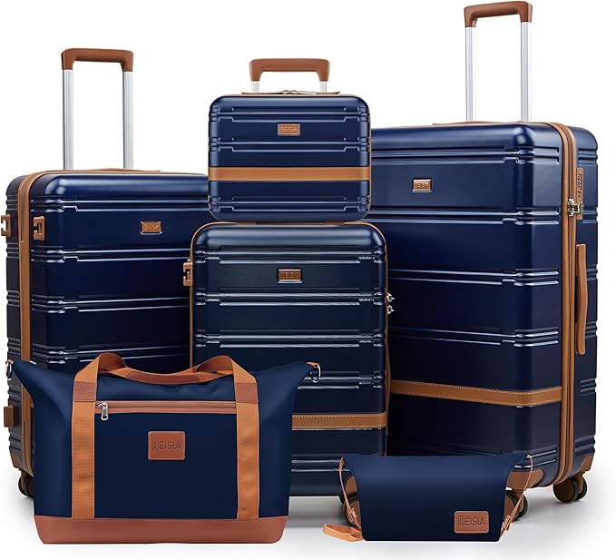 Luggage Sets, Suitcase with Spinner Wheels, PC+ABS Hardshell Travel Luggage Set with TSA Locks,Lightweight Rolling Luggage，Carry on suitcase with YKK Zippers (Navy)