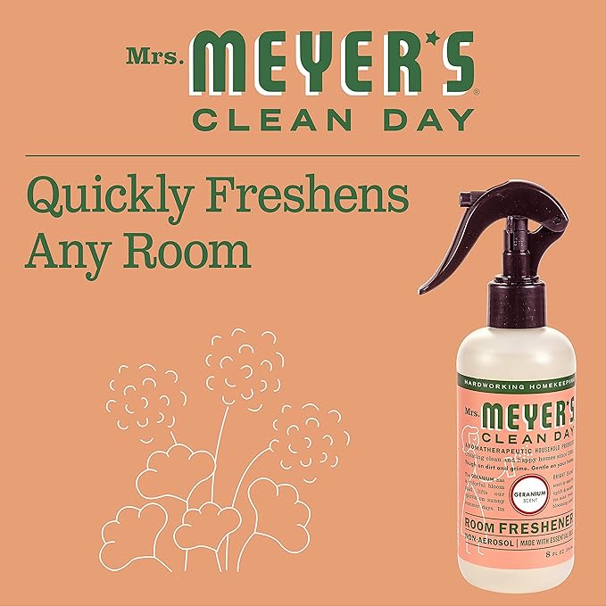 Mrs. Meyer's Clean Day Room Freshener Spray Bottle, Geranium Scent, 8 Fl oz (Pack of 1)