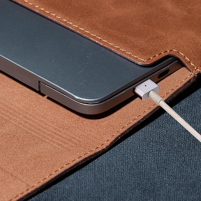 Leather Laptop Sleeve Compatible with MacBook Pro 16 Inch M4 M3 M2 M1 Pro/Max＆MacBook Air 15 Inch M4 M3 M2, Genuine Leather Protective Case Cover,Brown