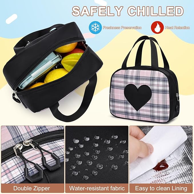 MOMUVO Girls Backpack with Lunch Box, Backpack and Lunch Box Set, School Bags for Girls Kindergarten Elementary Preschool Middle