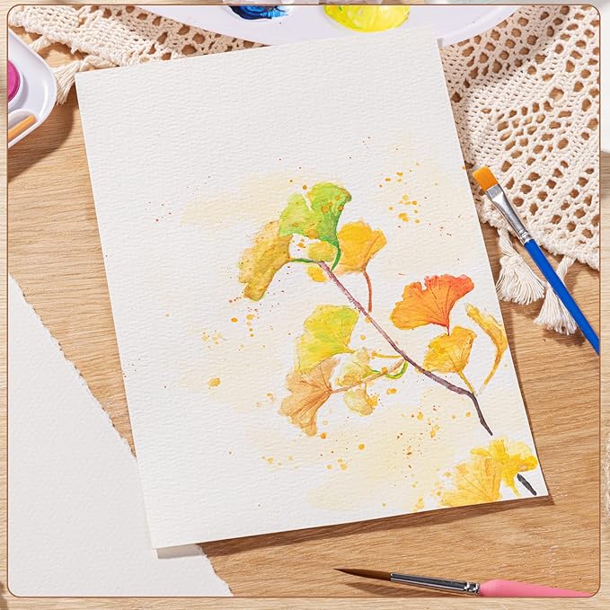 50 Sheets Deckled Edge Paper 5 x 7inch, 160 GSM Handmade Paper Rough/Textured Watercolor Paper for Wedding Invitations, Cards, Crafts