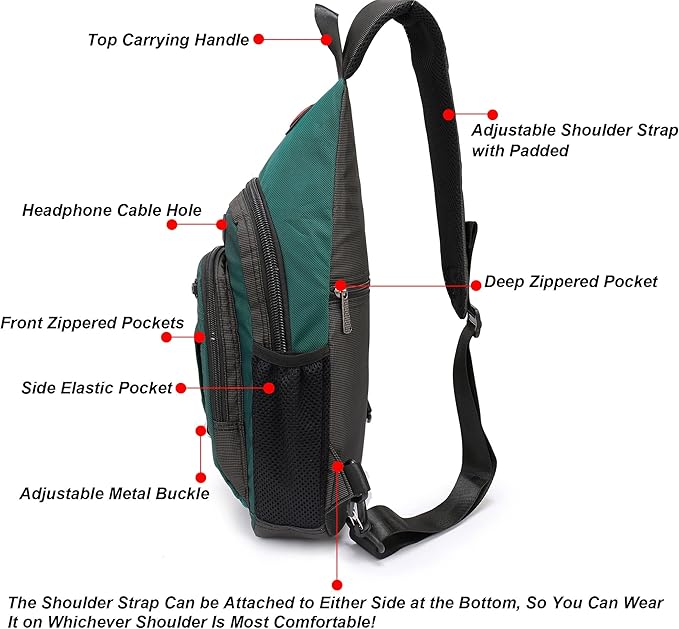 NICGID Sling Bag Chest Shoulder Backpack Crossbody Bags for Tablet Laptop Outdoor Hiking Men Women