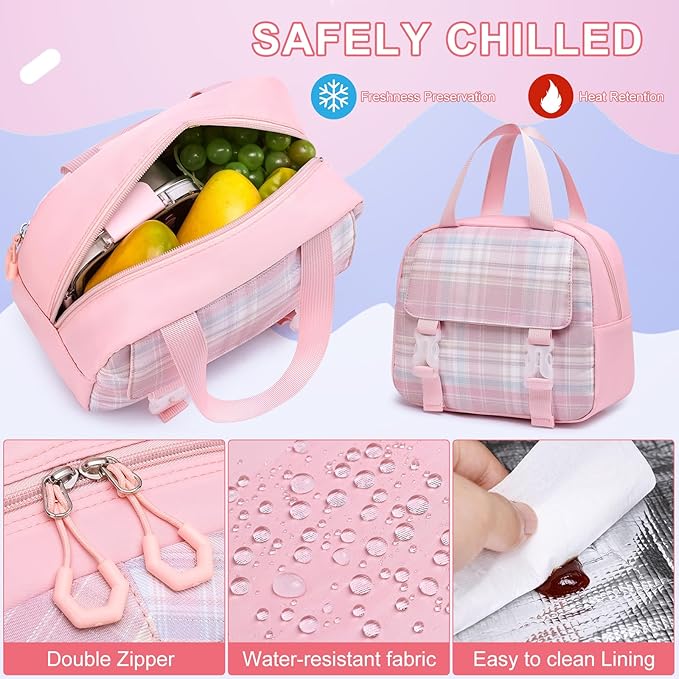 MOMUVO Girls Backpack with Lunch Box, Kids Backpack with Lunch Box, School Bags for Girls Kindergarten Elementary Preschool Middle School