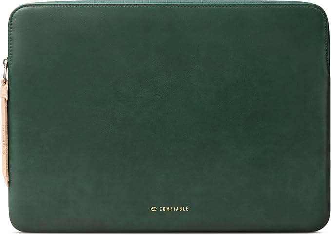 Comfyable Slim Protective Laptop Sleeve Compatible with 13/13.3/14 Inch MacBook Air & MacBook Pro, Mac Travel Case, Laptop Pouch, Slim PU Leather Cover M4/M3/M2/M1 2025-2021, Midnight Green