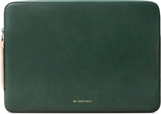 Comfyable Leather Laptop Sleeve Compatible with 16 Inch MacBook Pro M4 2024 & 15 Inch MacBook Air M4 M3 M2 2025, Midnight Green