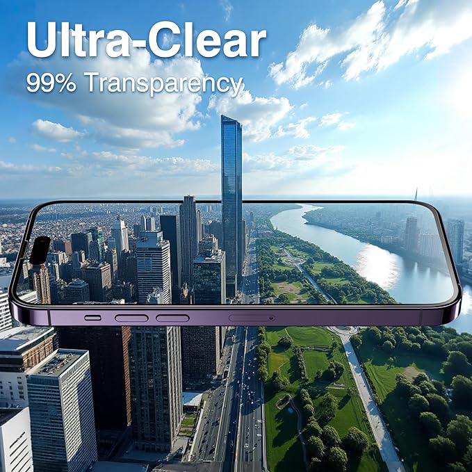 EZ-GLAZ-4 Pack for iPhone 14 Pro Screen Protector[6.1"] With 2 Pack Camera Lens Protector, 9H+ Hardness 12FT Military Grade Shatterproof Scratch Resistant Durable Tempered Glass Film with Flawless Fit Kit, HD Clear