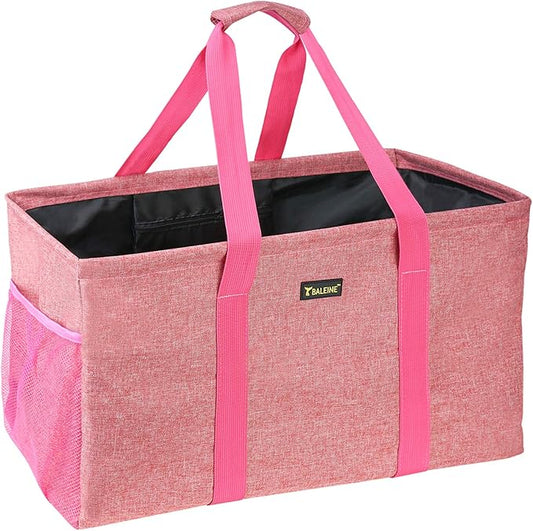 BALEINE Extra Large Utility Tote Bag with Wire Frame for Storage (Pink, 22''x12''x10'')