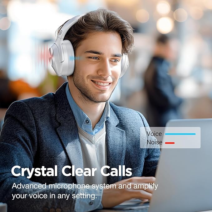 Upgrade Pro‑Level Hybrid Active Noise Cancelling Headphones with HD Sound, Wireless Bluetooth Headphones Over The Ear Unequaled Comfort, Vivid Deep Bass, for Home Office Travel Birthday Gift