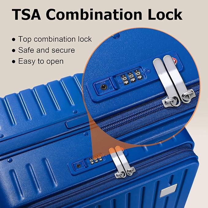 Joyway Hardshell 24 inch luggage with spinner wheels, Lightweight Hardside large checked withTSA Lock(Blue, Checked Luggage-24 Inch)