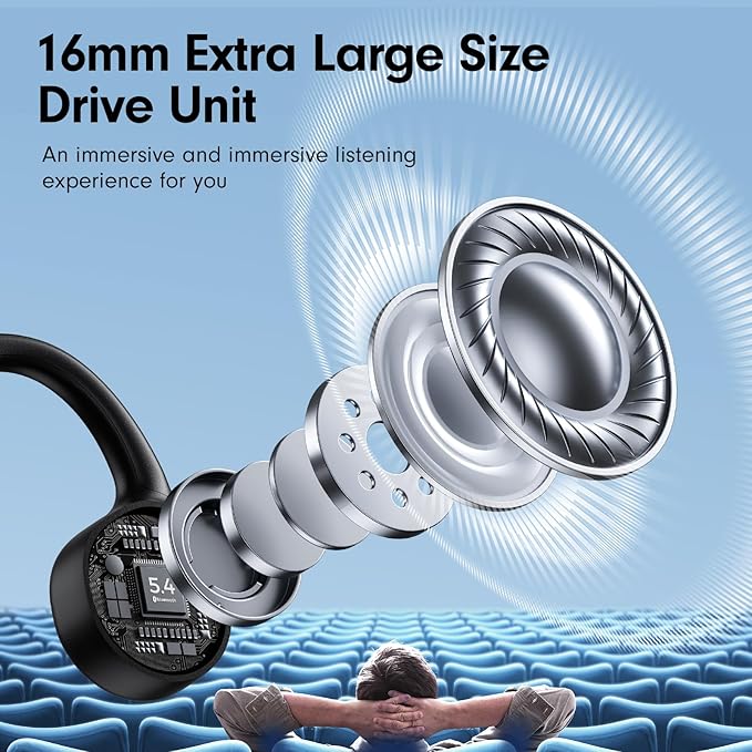 Bone Conduction Headphones,Open Ear Headphones,Wireless Headphones with Mic,Bluetooth 5.4,10H Playtime & IPX5 Waterproof,Sports Headphone for Running & Outdoor