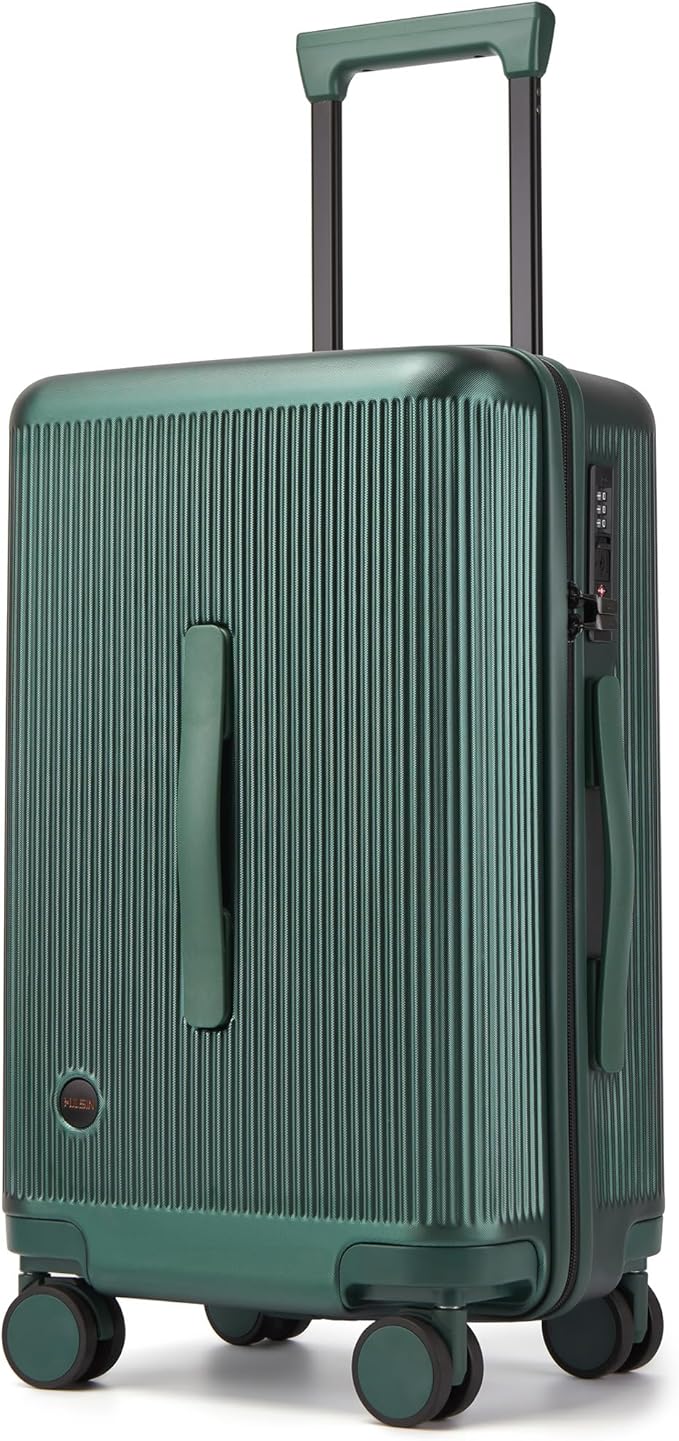 20 Inch Carry On Luggage, Hardside Lightweight Spinner Suitcase with TSA Lock, 22x14x9 Airline Approved Hard Shell Travel Suitcase with Wheels, Scratch Resistant (Dark Green, 20 Inch)