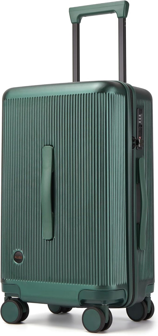 20 Inch Carry On Luggage, Hardside Lightweight Spinner Suitcase with TSA Lock, 22x14x9 Airline Approved Hard Shell Travel Suitcase with Wheels, Scratch Resistant (Dark Green, 20 Inch)