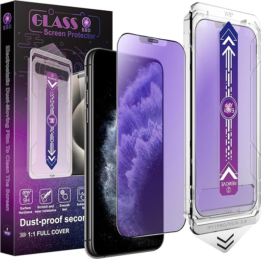 CHISHA 2-Pack Anti Blue Light Matte Screen Protector for iPhone 11 Pro and iPhone Xs and iPhone x 5.8-Inch, Auto Dust Removal, No Bubbles, High Definition Clear, Easy Installation