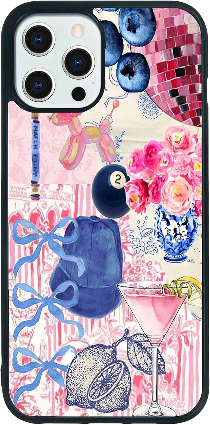 Aesthetic Collage Shockproof Protective Trendy Preppy Phone Case for iPhone 12 Pro Max Cute Flower Bow Cover