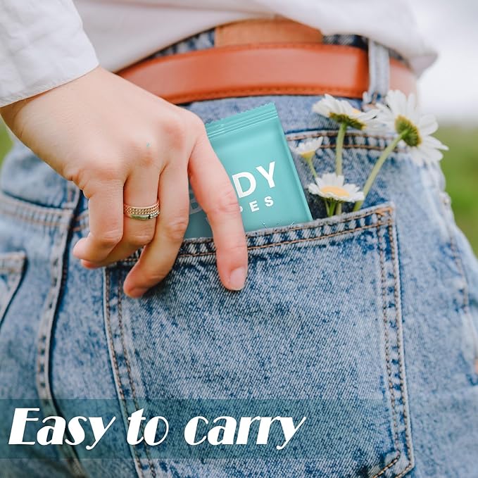 Treela 300 Pcs Bulk Deodorant Large Body Wipes Individually Wrapped Wet Wipes Travel Size for Adults Shower for Homeless Supplies Hygiene Personal Cleansing for Hiking Gym(7.09" X 9.84",Blue)