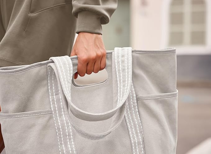 ODODOS 29L Oversized Canvas Tote Bag Large Capacity Open Top Shoulder Bags for Gym Workout Shopping Beach Travel