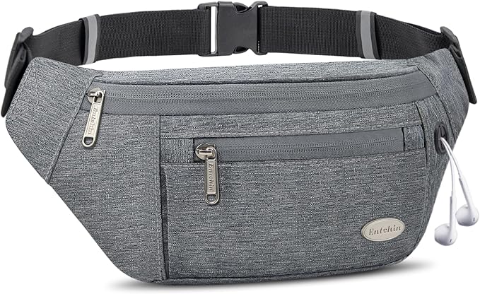 Entchin Fanny Pack for Women Men,Crossbody Belt Bag with 4-Zipper Pockets,Adjustable Waist Bag Pack,One of the Most Popular Travel Essential Gifts for Walking,Traveling,Cycling