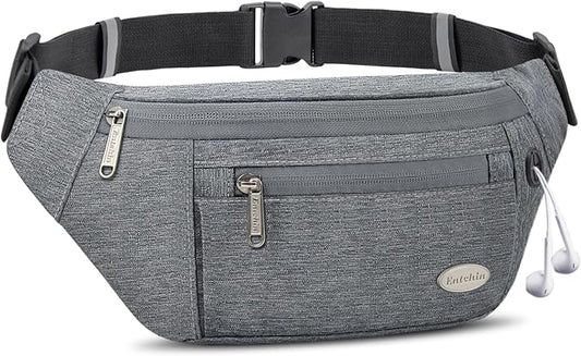 Entchin Fanny Pack for Women Men,Crossbody Belt Bag with 4-Zipper Pockets,Adjustable Waist Bag Pack,One of the Most Popular Travel Essential Gifts for Walking,Traveling,Cycling