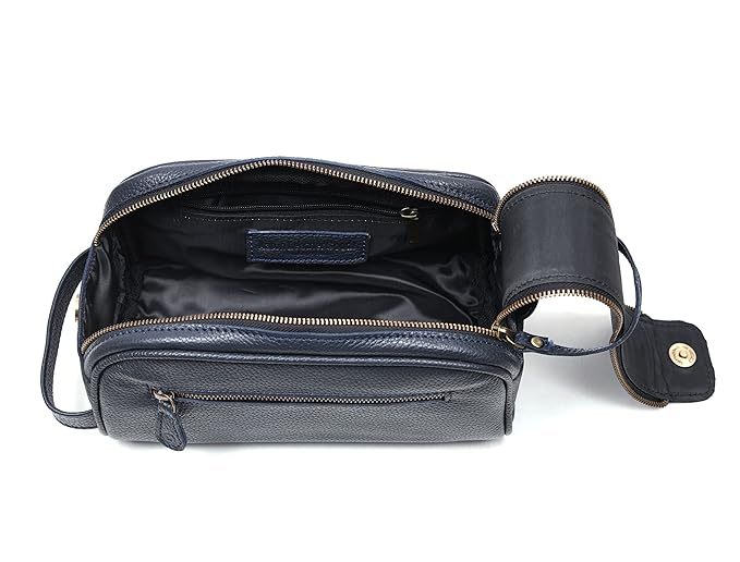 10" Premium Leather Toiletry Travel Pouch With Waterproof Lining | King-Size Handcrafted Vintage Dopp - Kit Gift for Father's Day By Aaron Leather Goods